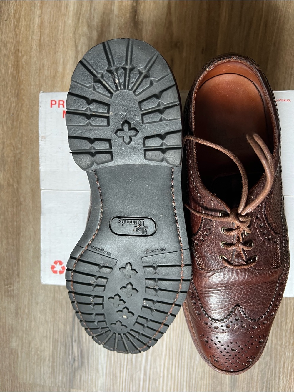 Allen Edmonds Aberdeen Wingtip Derby Shoes Brown Leather 8EEE Extra Wide EUC